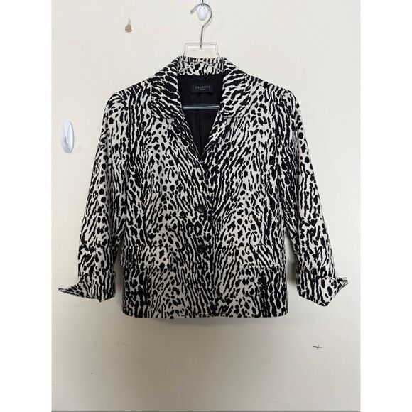 Talbots Jackets & Blazers - Talbots Petites 14P Black & Cream Animal Print Blazer Jacket Workwear Office Chi